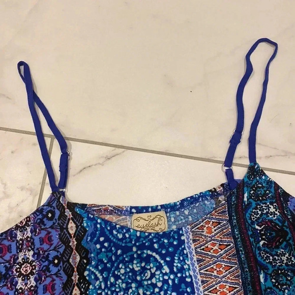 Eyelash Couture Aztec Geometric Blue Purple Floral Crop Top Camisole Size M - Picture 5 of 8